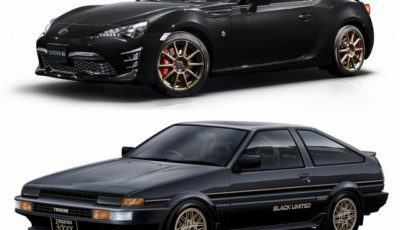 トヨタ 86 GTブラックリミテッド（上）とAE86型スプリンタートレノ 特別仕様車 GT APEXブラックリミテッド