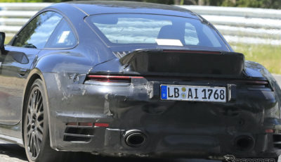 「ダックテール」を備えたポルシェ 911　開発車両（スクープ写真）