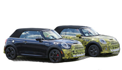 MINI クーパーSコンバーチブル（手前）とJCW コンバーチブル（奥） 改良新型プロトタイプ（スクープ写真）