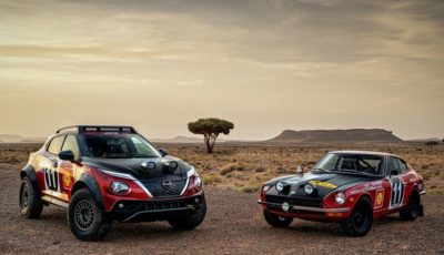 日産 ジューク・ハイブリッド・ラリー・トリビュート と1971年の東アフリカ・サファリラリーを制したダットサン『240Z』（日本名：日産『フェアレディZ』）