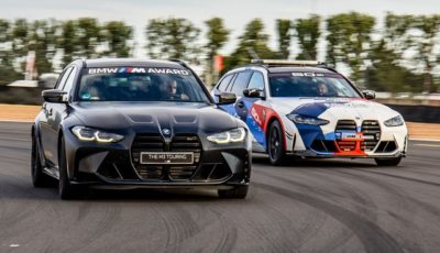 BMW M3 ツーリング・コンペティション（左）と同MotoGPセーフティカー